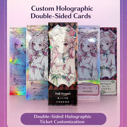 Custom Holographic Cards – Reverse Foil Holo Ticket Printing, Anime Merch Card Custom with Your Artwork