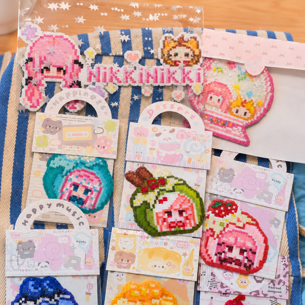 Nikki-Handmade Glitter Pixel Bead Perler Bead Combo (Pre-Assembled)